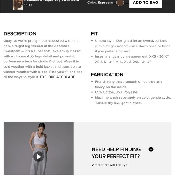 ALO Accolade Straight leg sweatpants - Picture 5 of 5